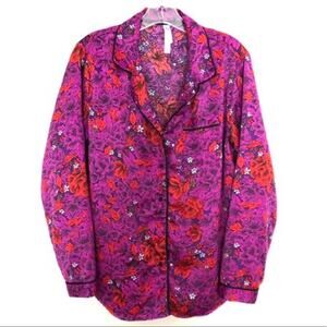 GILLIGAN & O’MALLEY • Silky Oriental Floral Button Down Pajama Top